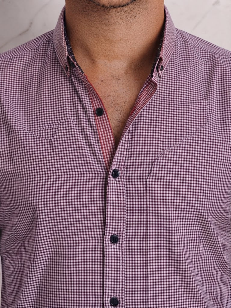 Mens Pink White Check Imported Casual Shirt