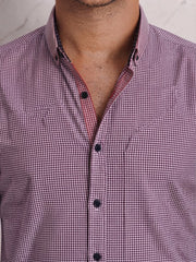 Mens Pink White Check Imported Casual Shirt