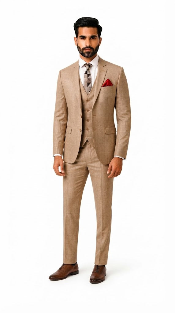 Mens Light Brown 3 Pc Suit