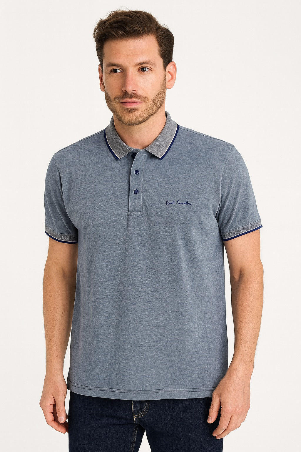 Men’s gray double shade polo Tee