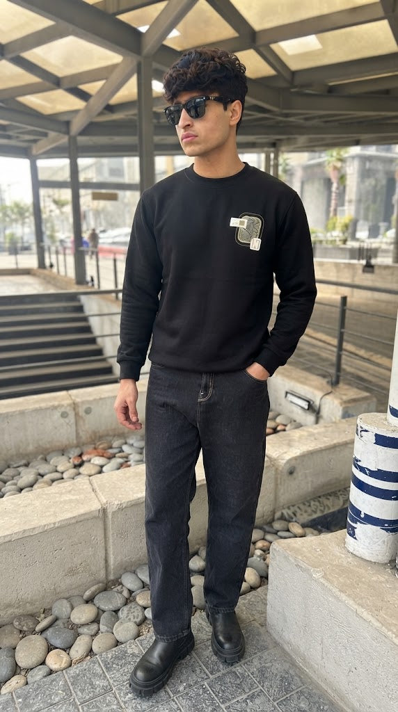 Mens Imported Rabbit Wool Sweater Black N