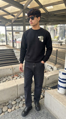 Mens Imported Rabbit Wool Sweater Black N