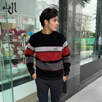 Mens imported red and gray lining sweater