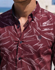 Mens Maroon Abstract Print Casual shirt