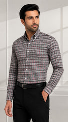 Men’s Grey Red Check Formal Shirt