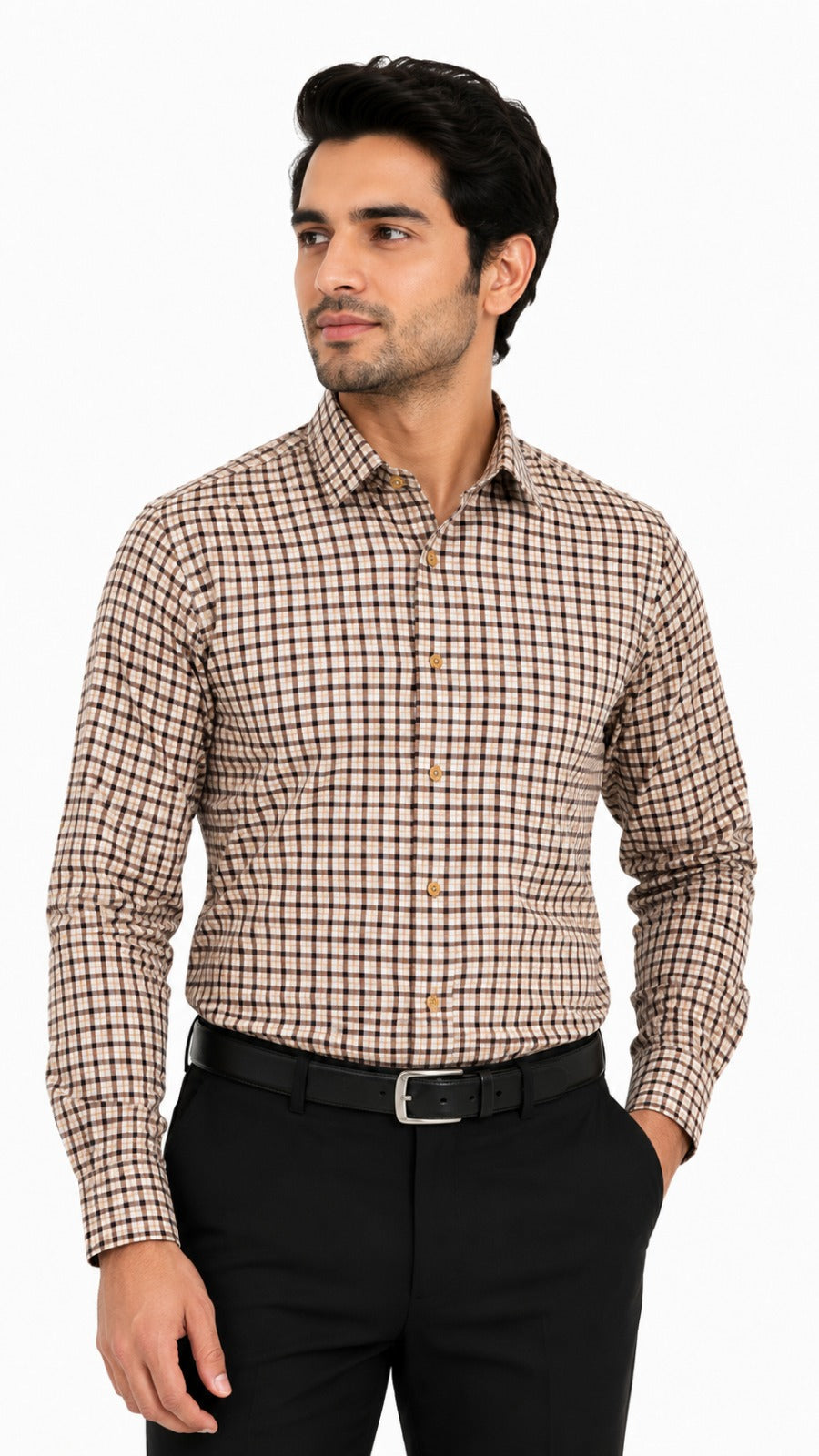 Men’s Brown Check Formal Shirt