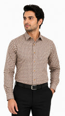 Men’s Brown Check Formal Shirt