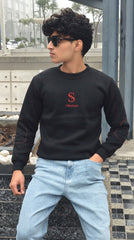 Mens Imported Rabbit Wool Sweater Black S