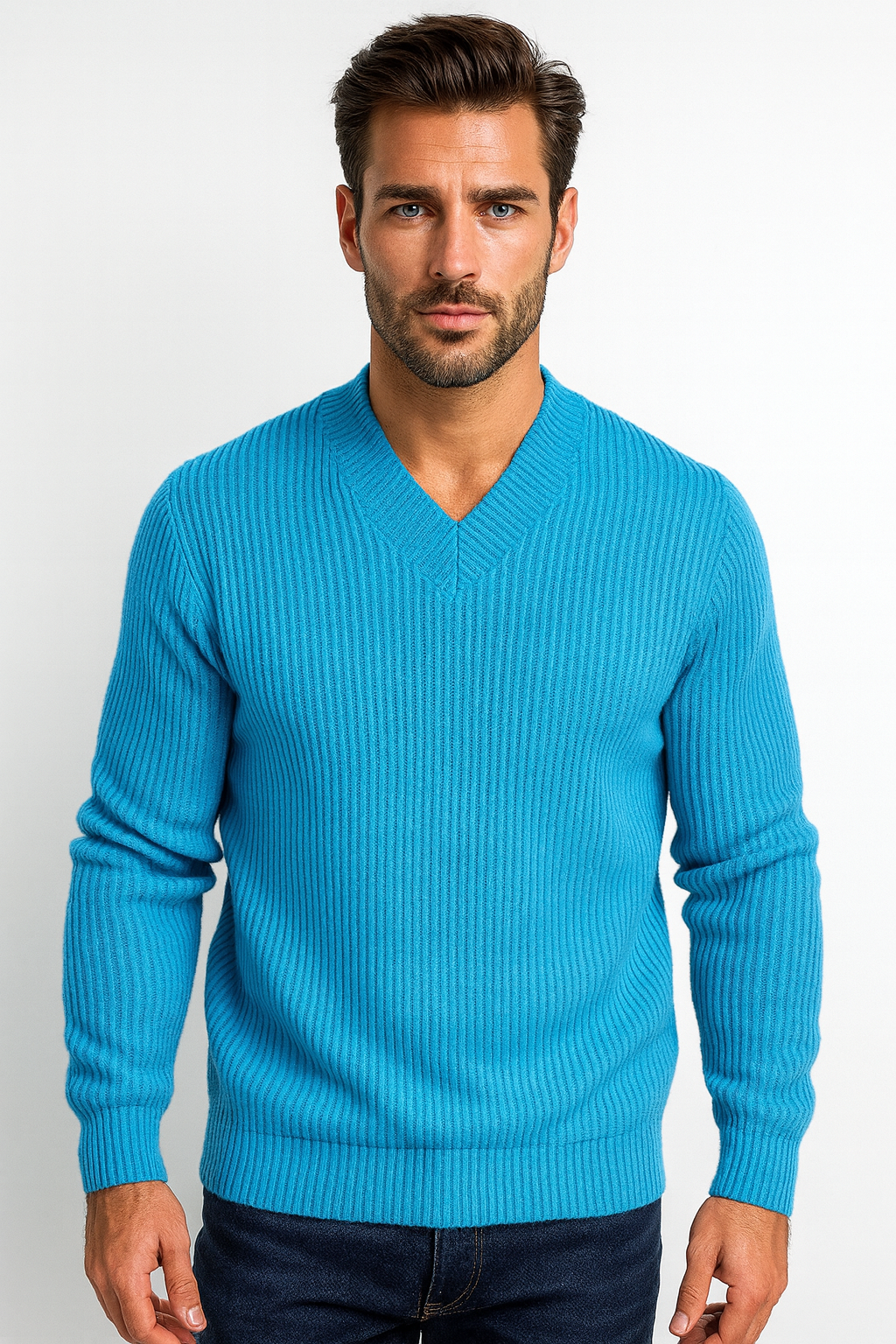 Sky blue lining V-Neck sweater
