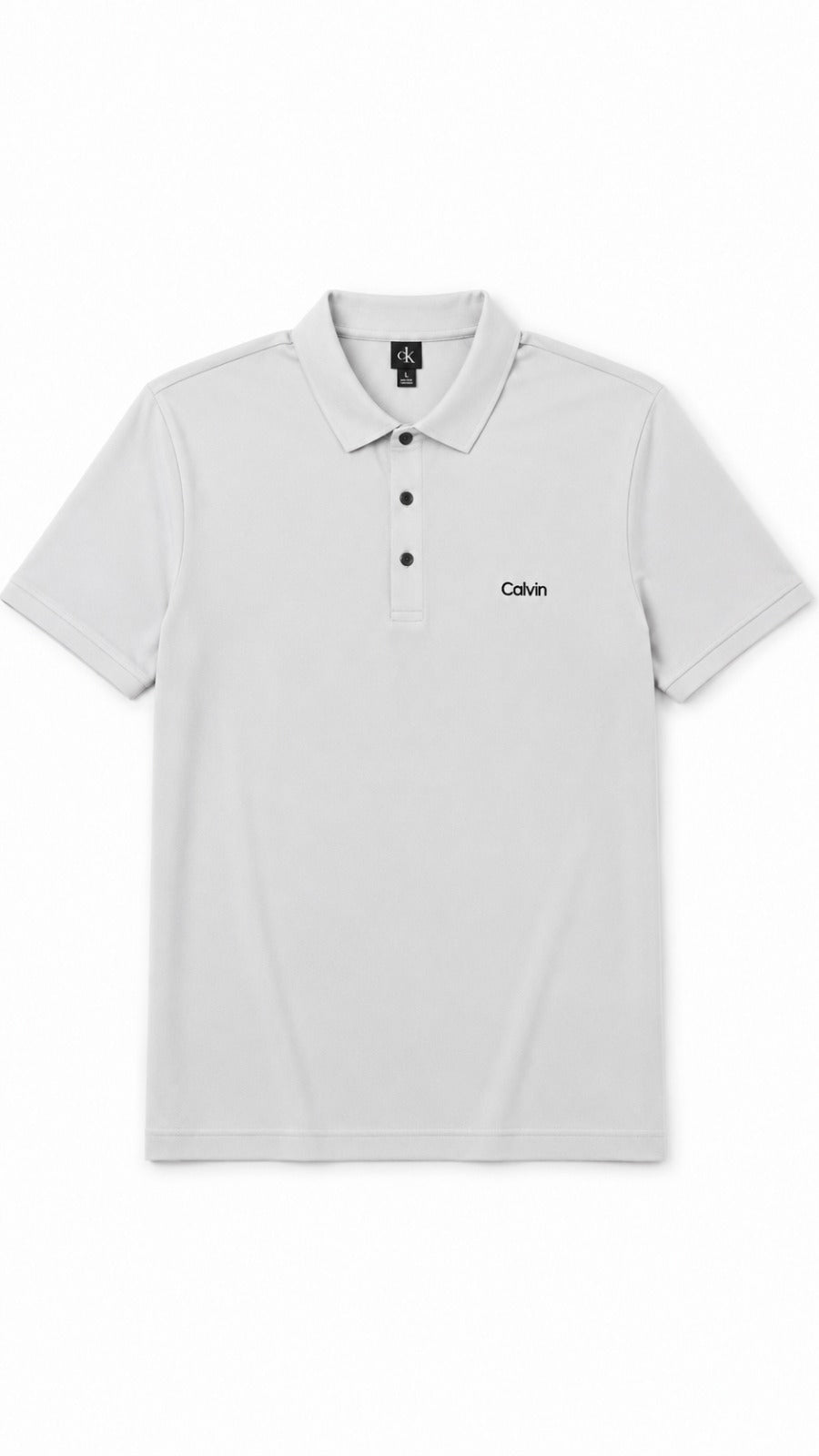 Men’s Light Grey Solid Embroidered Logo Polo Shirt