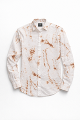 Mens Brown Tie-Dye Printed casual shirt