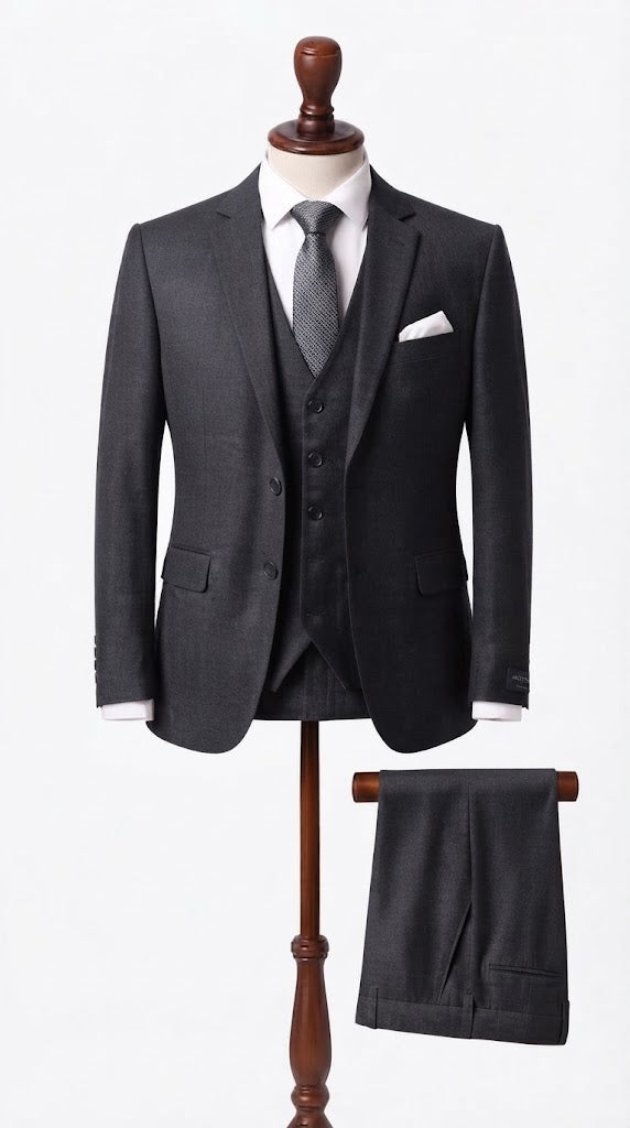 Mens Charcoal Gray 3 Pc Suit