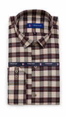Men’s Brown, Beige & Blue Check Formal Shirt