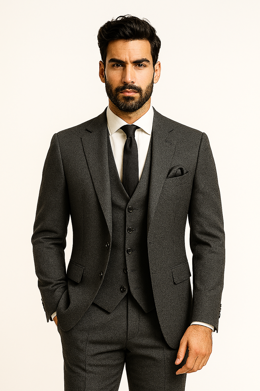 Men's black textured 3 piece