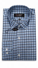 Men’s Blue & White Check Pattern Formal Shirt