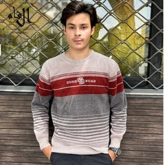 Mens imported gray and red sweater