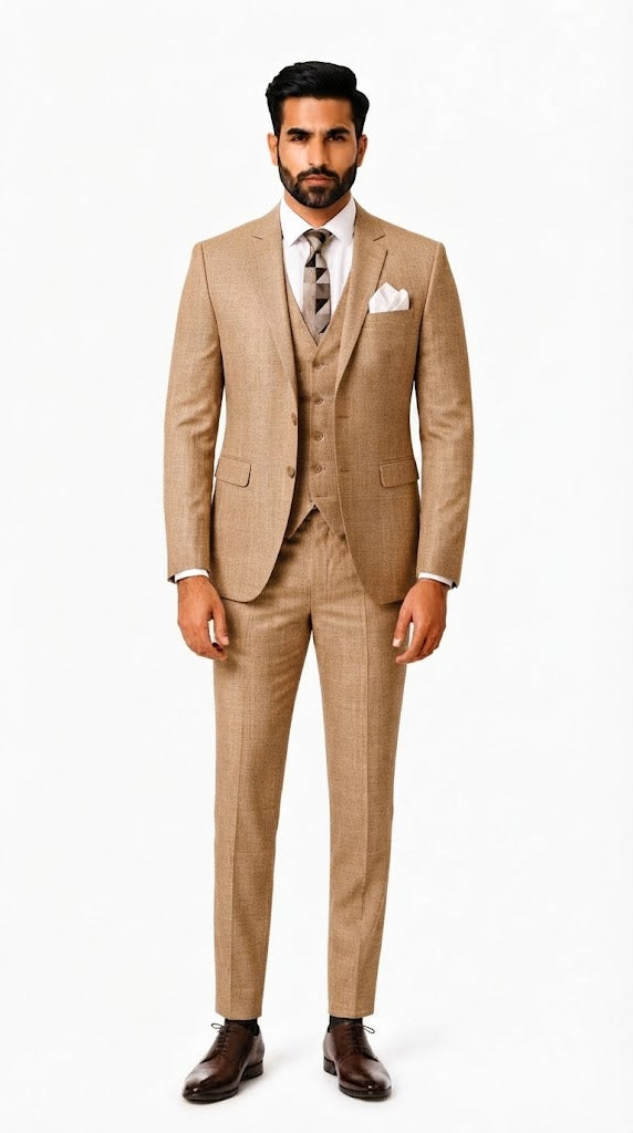 Mens Light Brown 3 Pc Suit