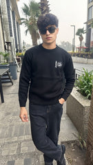 Mens Imported Rabbit Wool Sweater China Boy Black