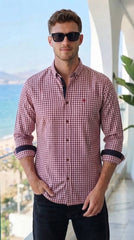 Mens Pink White Check Imported Casual Shirt