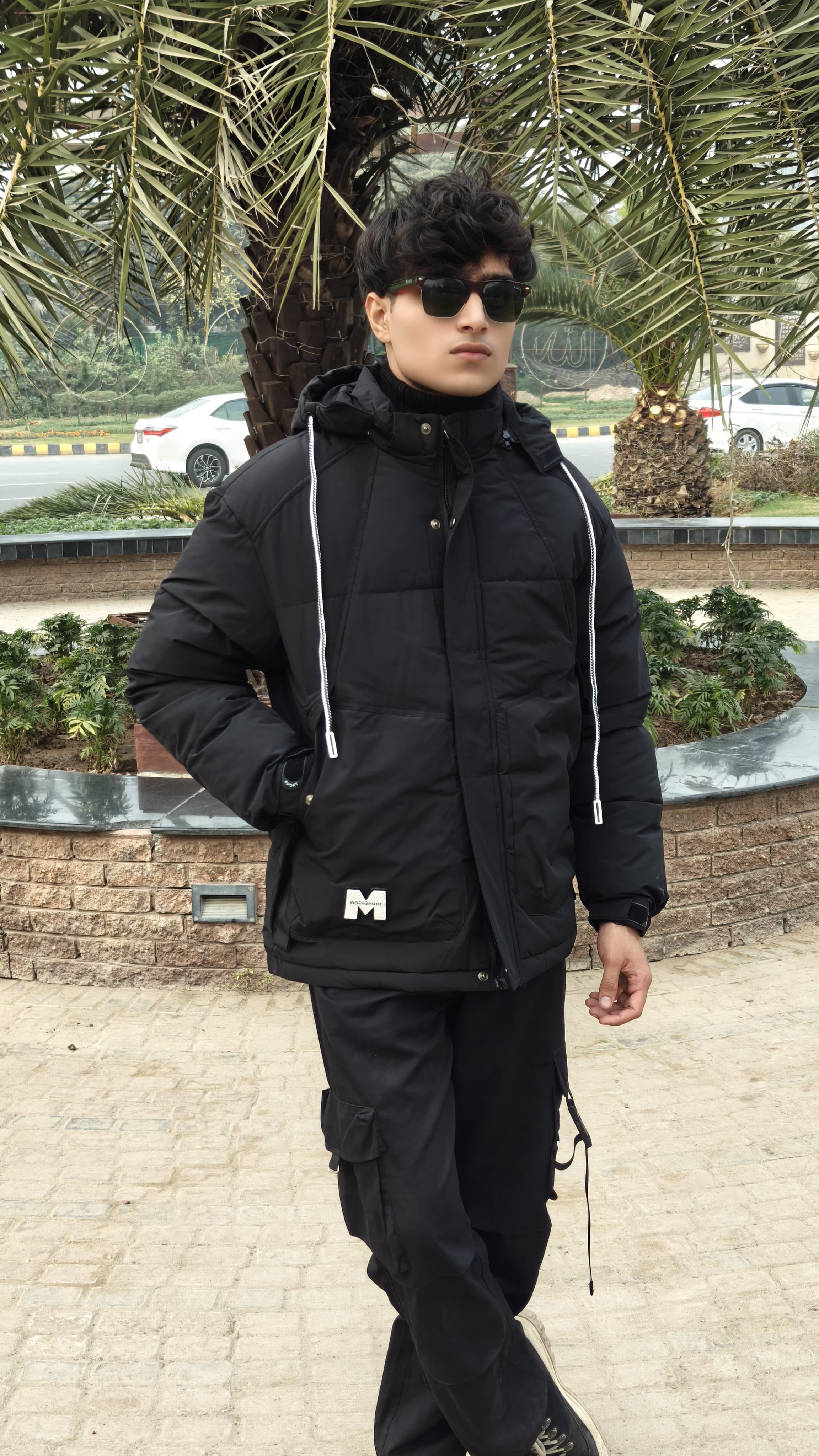 Men's black imported puffer jacket