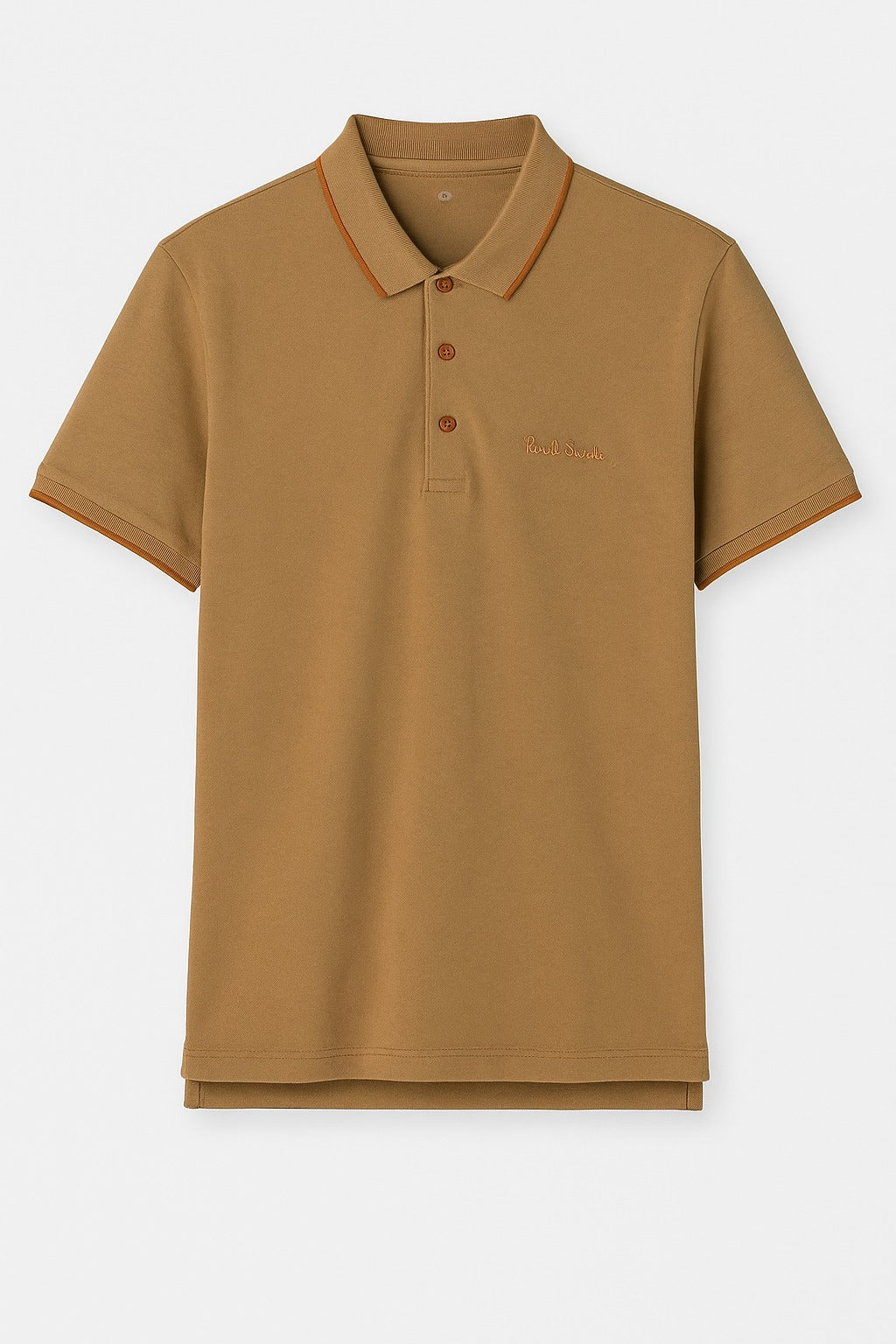 Men’s Camel brown double shade polo Tee