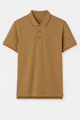 Men’s Camel brown double shade polo Tee