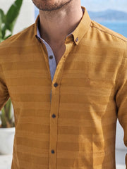 Mens Mustard Check Imported Casual Shirt