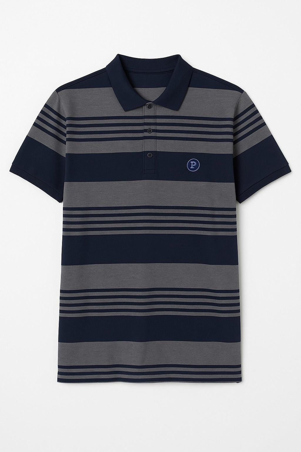 Men’s Gray and navy linning Polo Tee