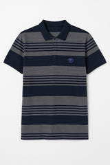 Men’s Gray and navy linning Polo Tee