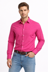 Mens Bright Pink Solid casual shirt