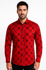 Men’s Imported Regal Pattern velvet emboss casual shirt