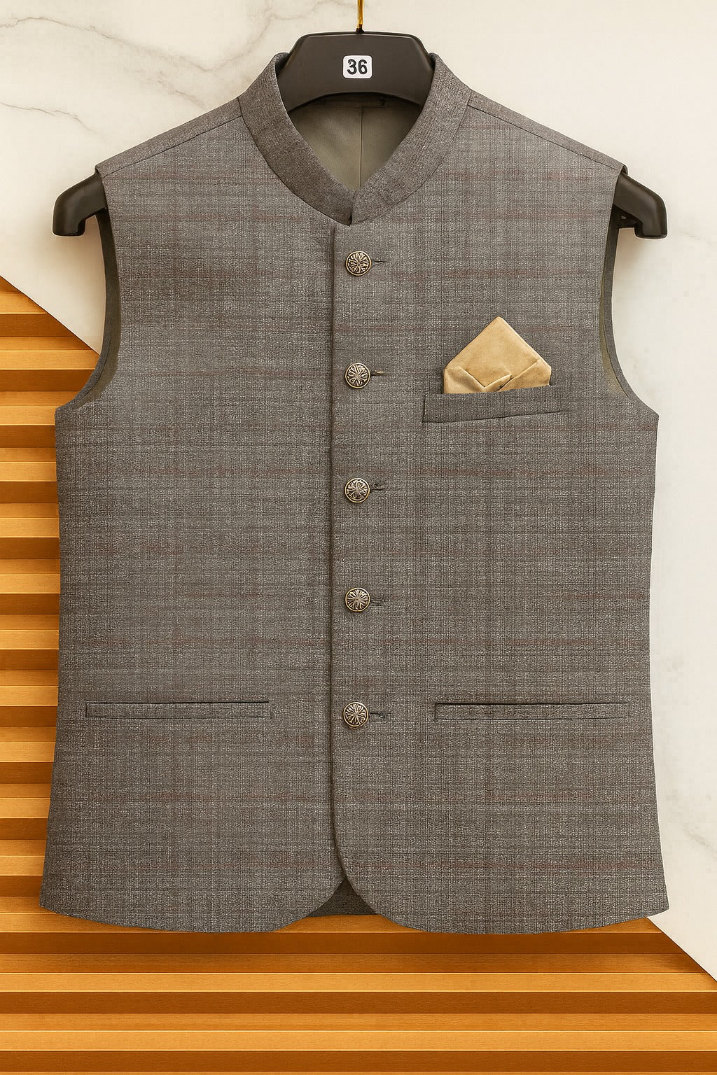 Men’s  gray checkered Sutting Waistcoat