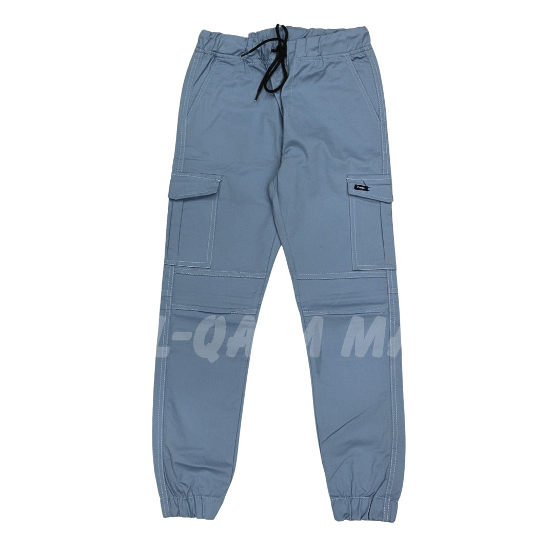 Men’s ice blue cotton cargo trouser