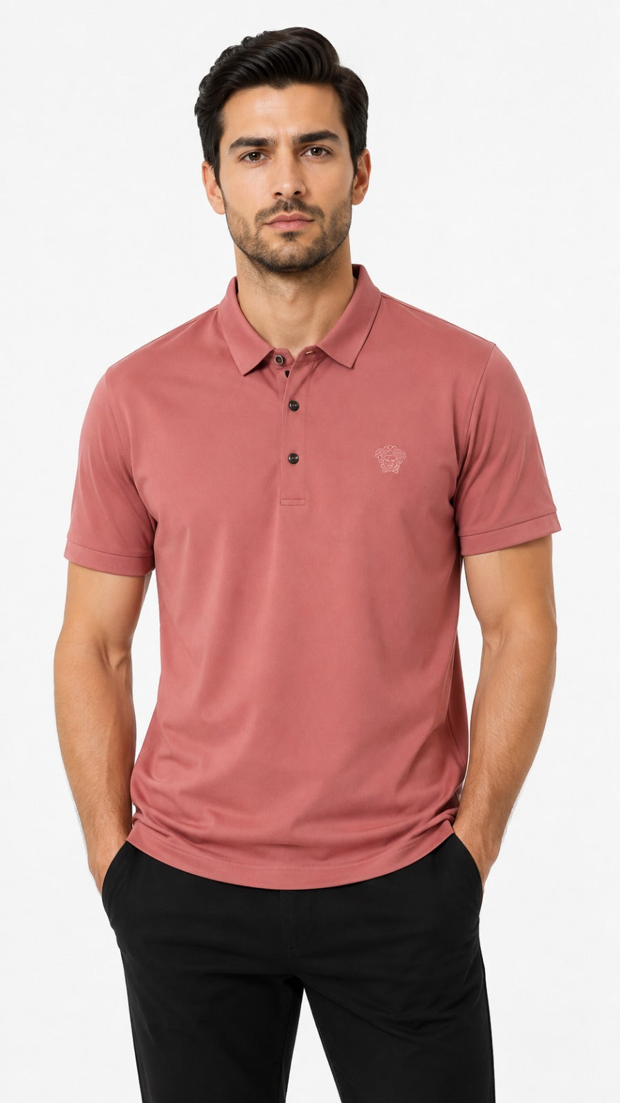 Mens Imported Pink Solid Polo Shirt