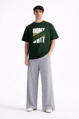 Mens Forest Green Dont Overthink Typography Print Downshoulder T-shirt