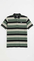 Mens Sage Green Horizontal Striped Polo Shirt