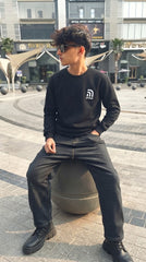 Mens Imported Rabbit Wool Sweater Spring Black