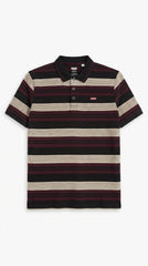 Mens Maroon Horizontal Striped Polo Shirt
