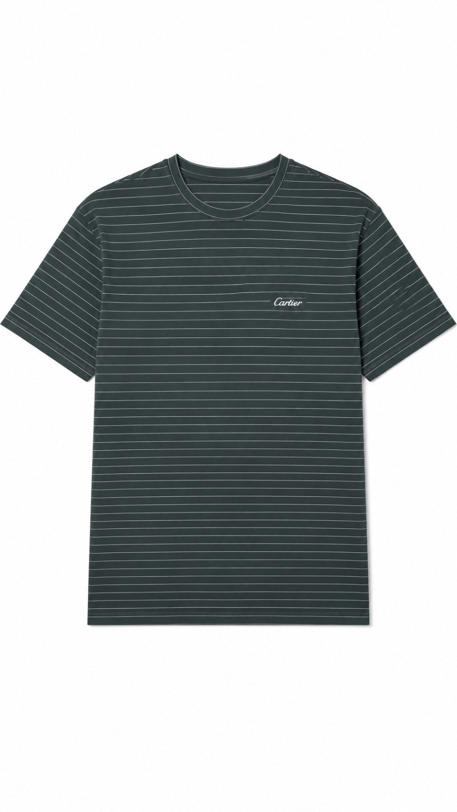 Men’s Dark Green Horizontal Pinstripe Cartier Logo T-Shirt
