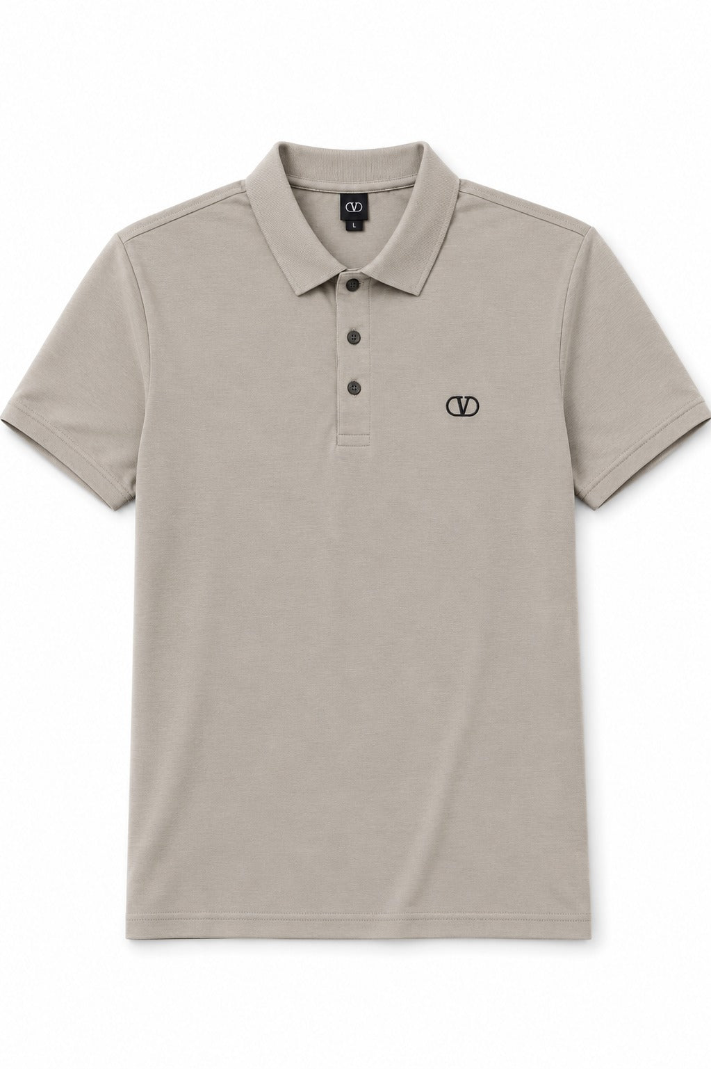 Men’s Beige Solid Valentino Logo Polo Shirt