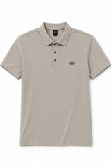 Men’s Beige Solid Valentino Logo Polo Shirt