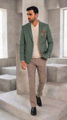 Men's Sage Green Suiting Imported Casual Coat