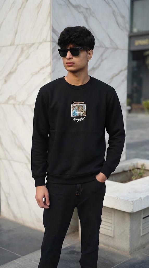 Mens Imported Rabbit Wool Sweater Black Marryland