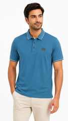Mens Imported Blue Contrast Collar Polo Shirt