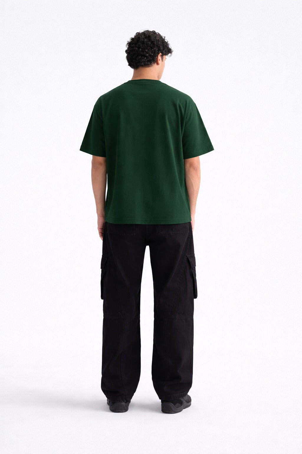 Mens Forest Green Freedom Statue Graphic Print Downshoulder T-shirt