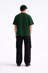 Mens Forest Green Freedom Statue Graphic Print Downshoulder T-shirt