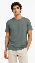 Men’s Sage Green Micro-Textured Burberry Logo T-Shirt