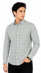 Men’s White Green Check Formal Shirt
