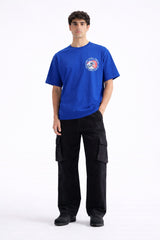 Mens Royal Blue Coastal Supply Badge Graphic Downshoulder T-shirt