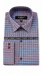 Men’s White Blue Maroon Check Formal Shirt